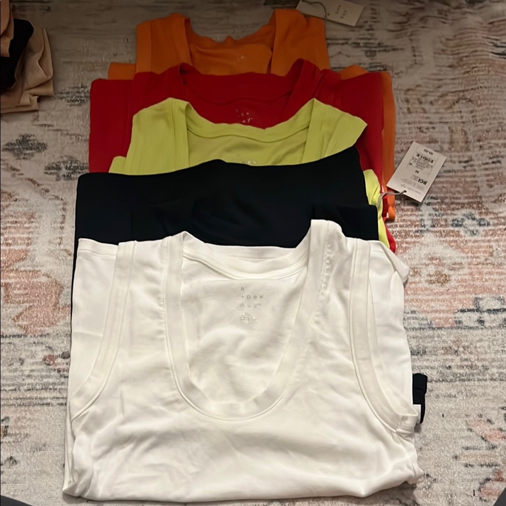 A New Day Red and Yellow Ribbed Sleeveless Tank Top